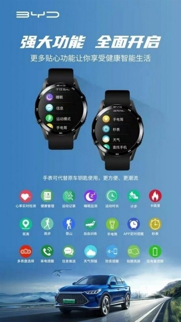 星欧娱乐:比亚迪智能手表预计 4 月上市 支持汽车钥匙等功能